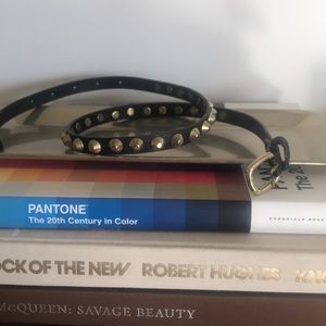 Topshop black leather belt with gold studs